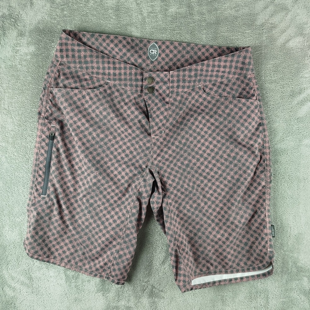Club Ride Savvy Cycling Shorts Mountain Biking Pink Plaid Womens L 10"Hiking